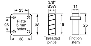 Twin series fork mount dimensions