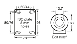 M Series castor mount drawing